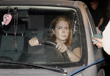 Mari Carmen, hermana de José Ortega Cano, a su llegada esta mañana a la residencia de Rocío Jurado