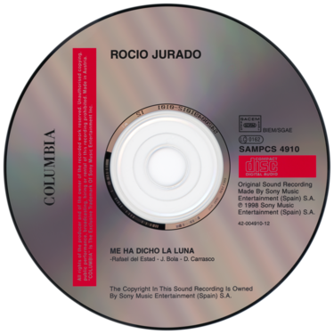 Car&aacute;tula del disco &oacute;ptico del CD single &laquo;Me ha dicho la luna&raquo;