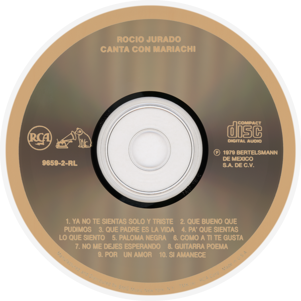 Carátula del disco óptico del álbum «Rocío Jurado canta con mariachi»