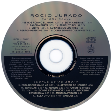 Carátula del disco óptico del CD «Rocío Jurado - 2 al precio de 1»